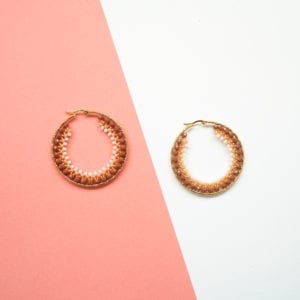 Peach Beaded Hoop Earrings