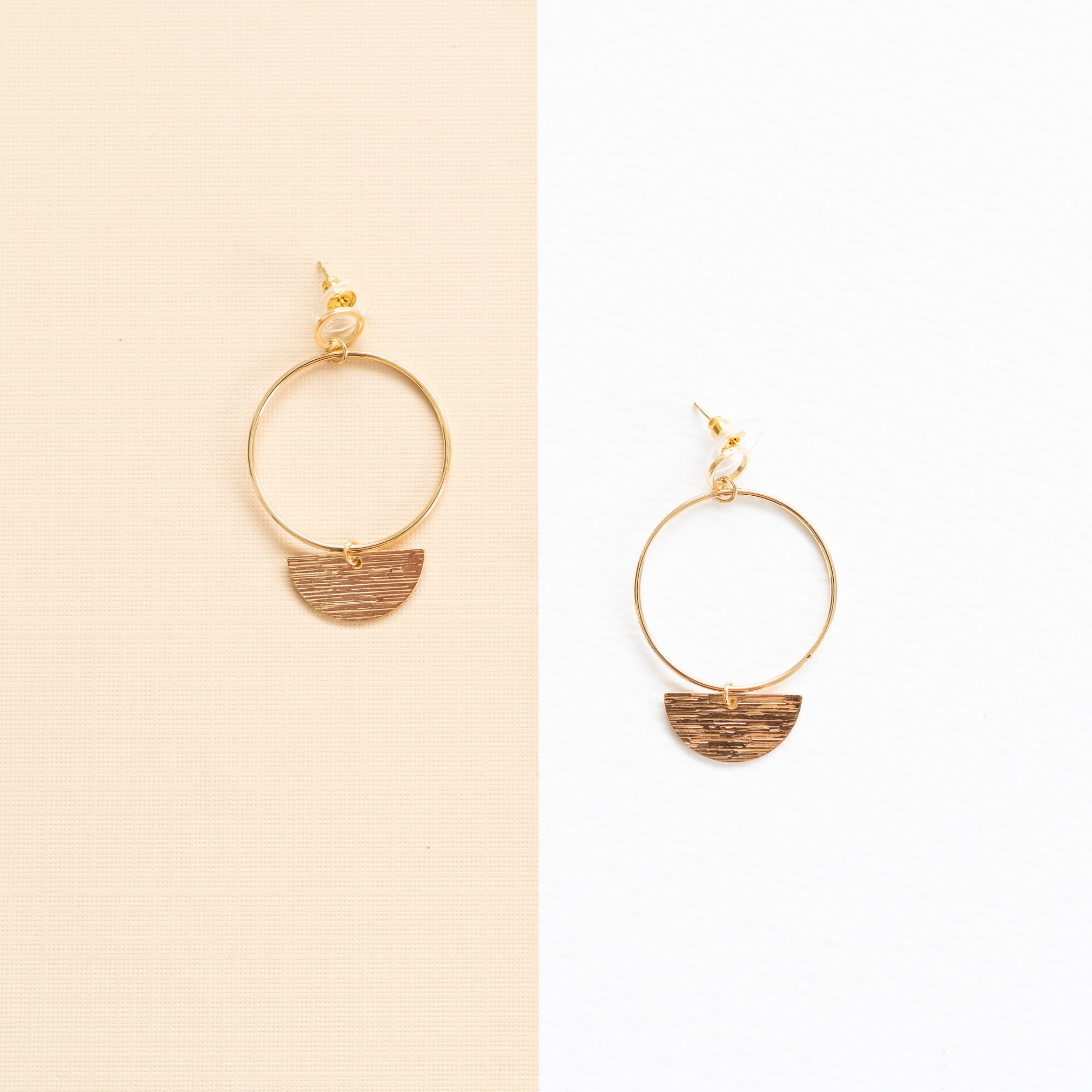 Gold Half-Circle Drop Earrings 